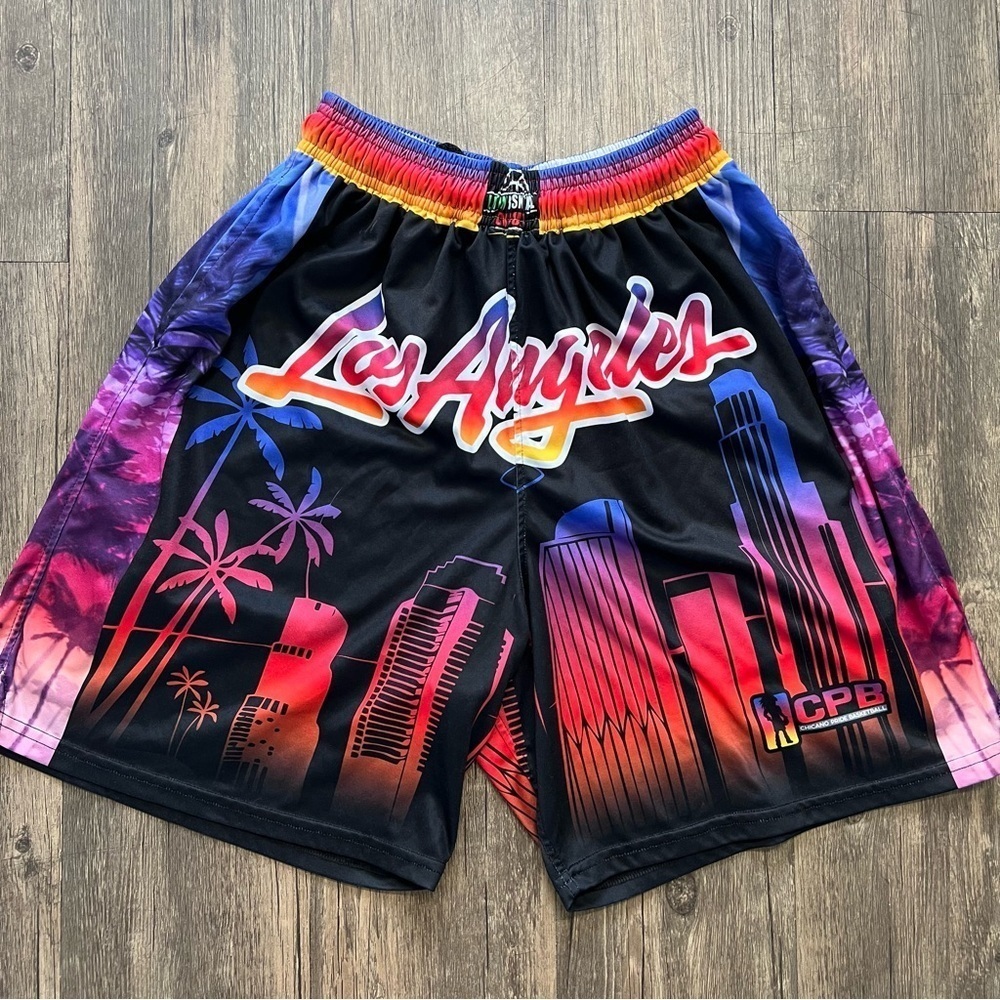 Women’s Athletic Los Angeles Multicolored CPB Pride Basketball Shorts Size S